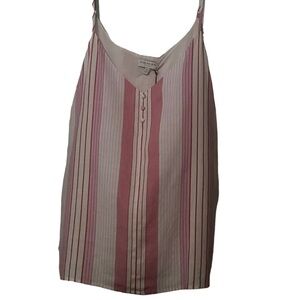 SKIES ARE BLUE Curvy Stich Fix Eviejune Button Detailed Linen Blend Tank Top